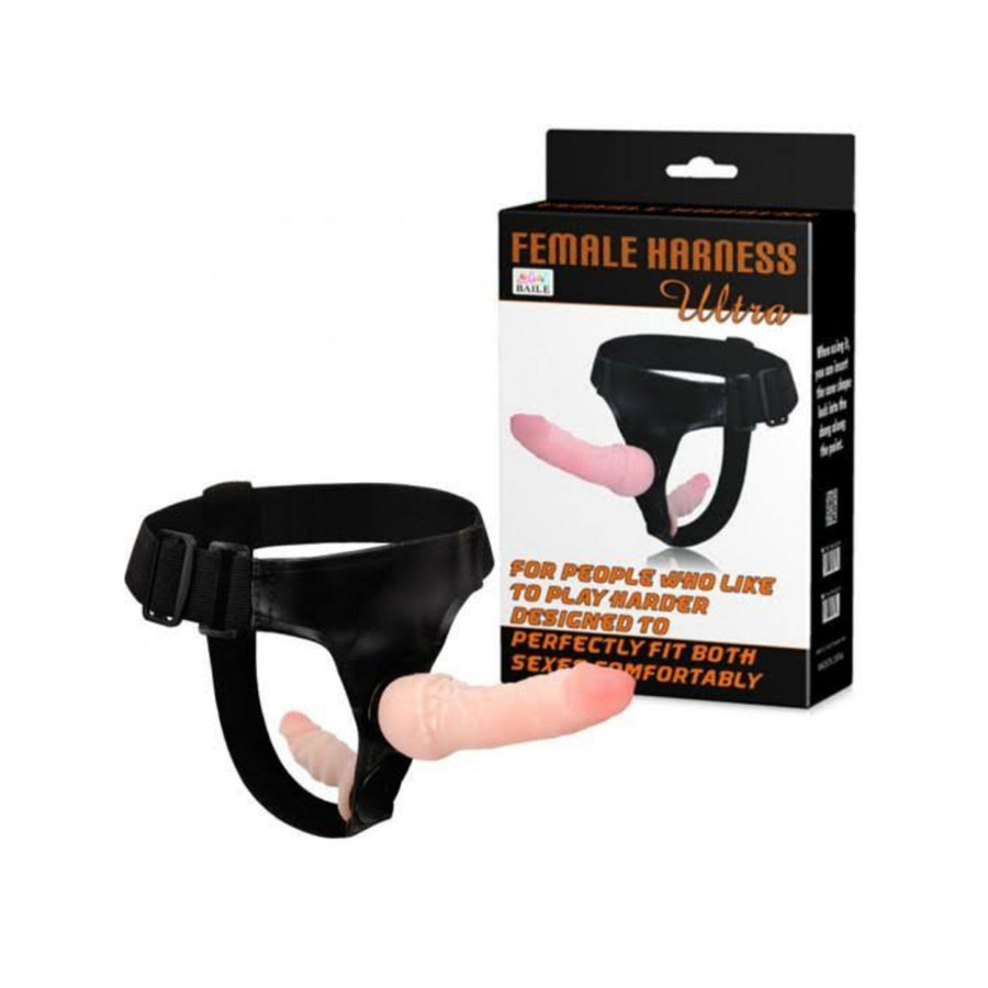 Cinta Peniana com Plug Vaginal em Cyberskin Female Harness
