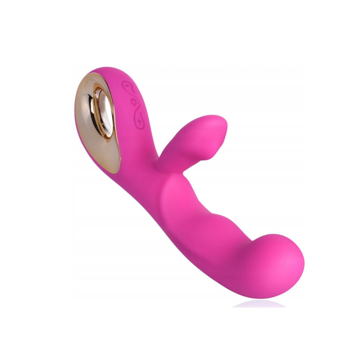 Vibrador Recarregável Com Estímulador Clitoriano e Alça Metalizada
