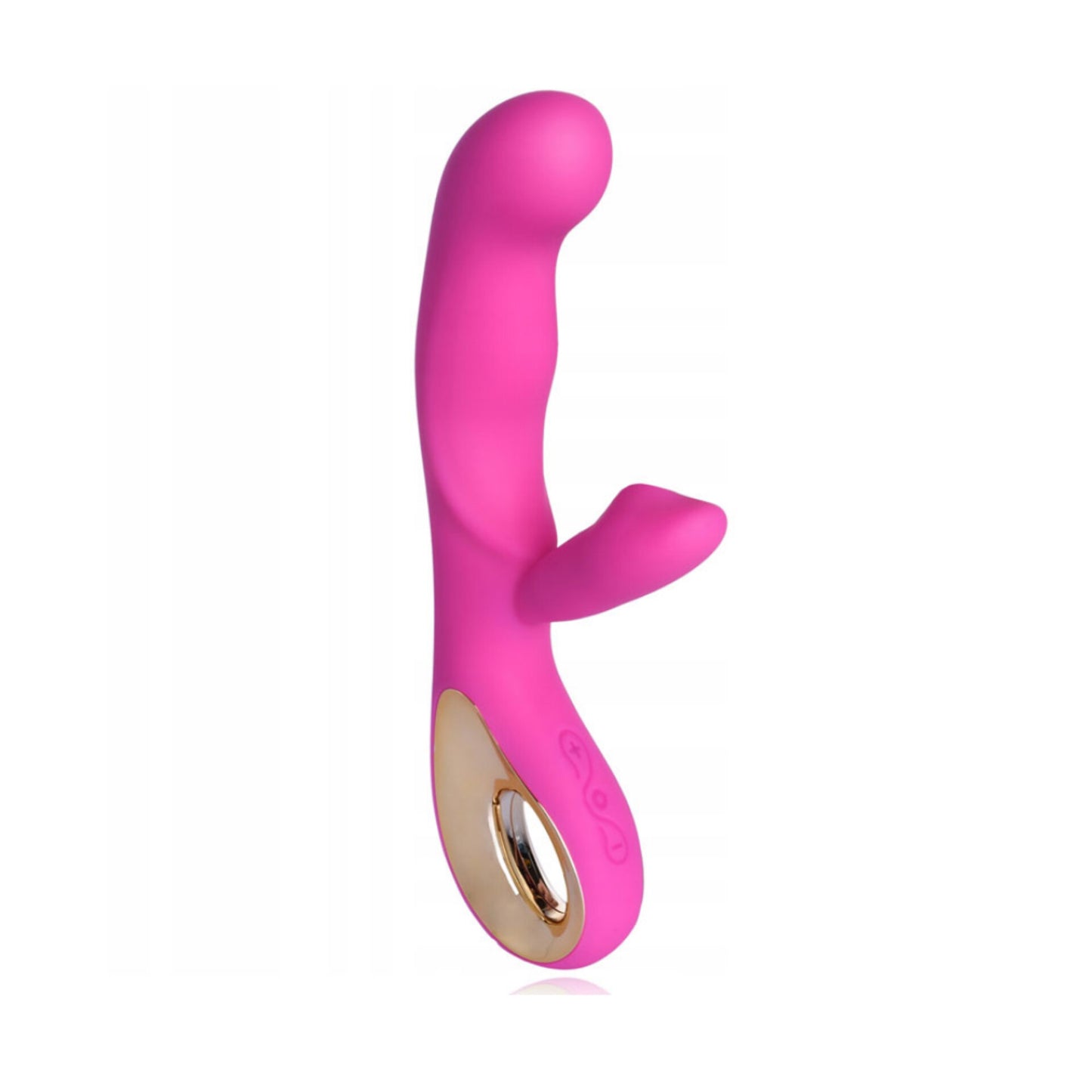 Vibrador Recarregável Com Estímulador Clitoriano e Alça Metalizada