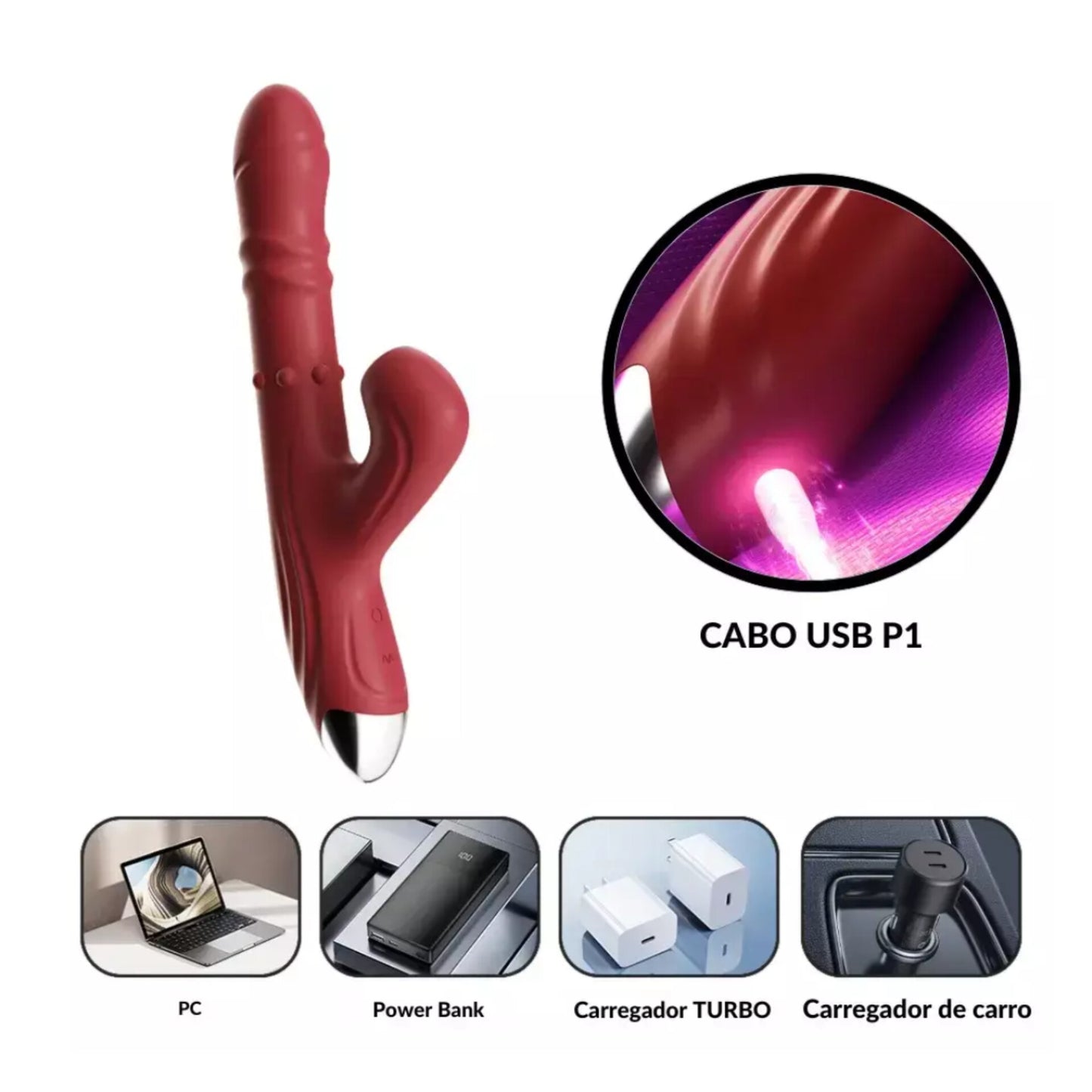 Vibrador e sugador com Esferas Sobe e Desce