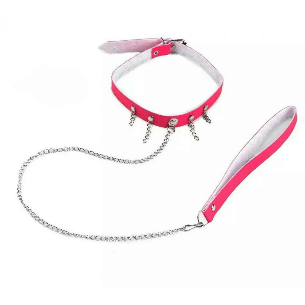 Coleira com Guia Couro