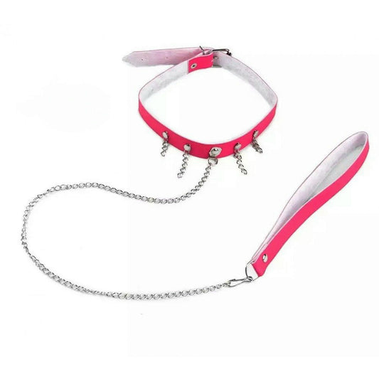 Coleira com Guia Couro