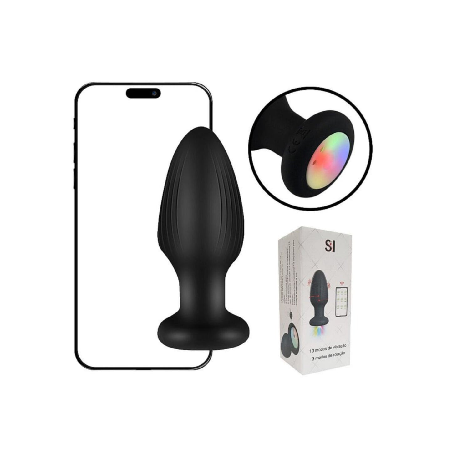 Plug Anal Led Rotativo Recarregável Bluetooth