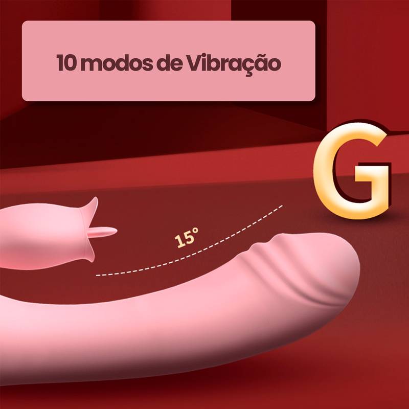Vibrador com Estimulador de língua Recarregável