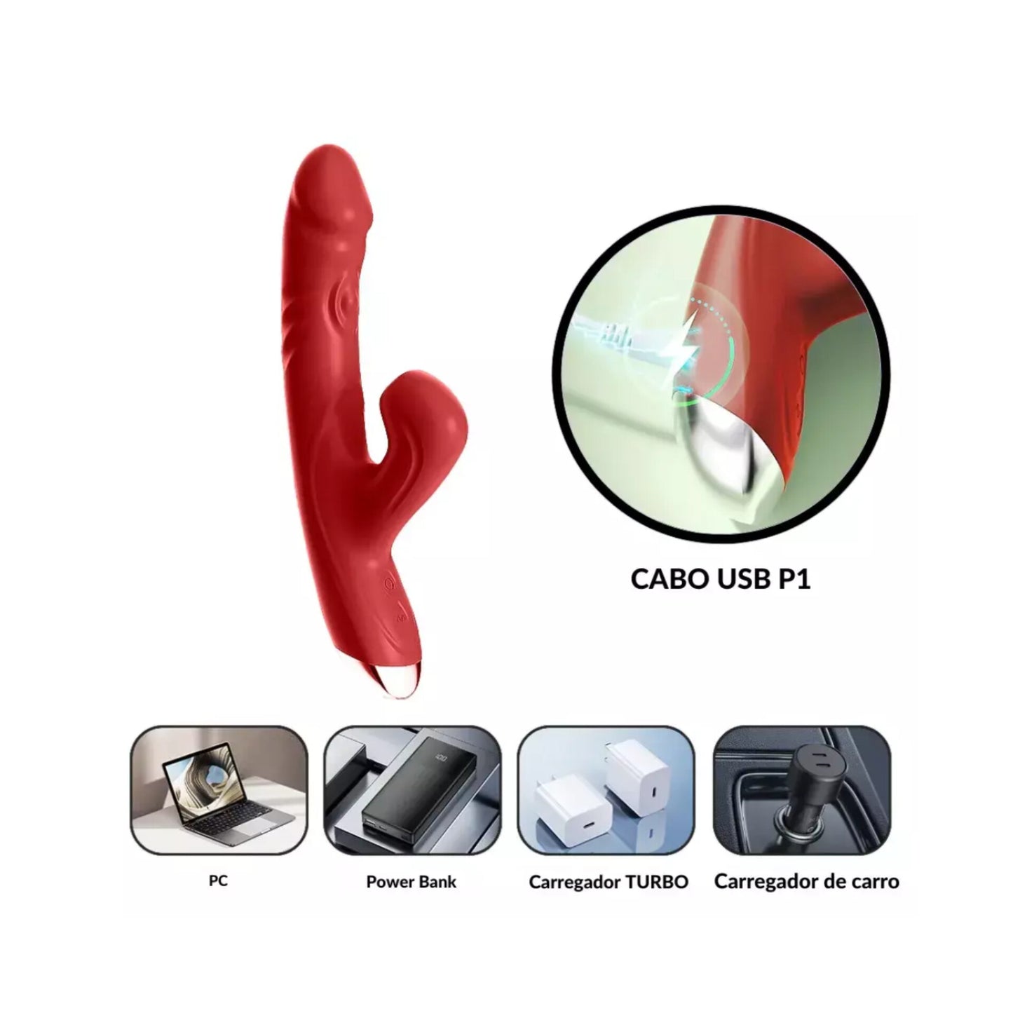 Vibrador com Pulsação e Sugador Recarregável
