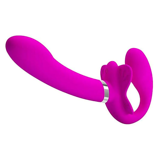 Dildo Strapless Recarregável com Plug Vaginal