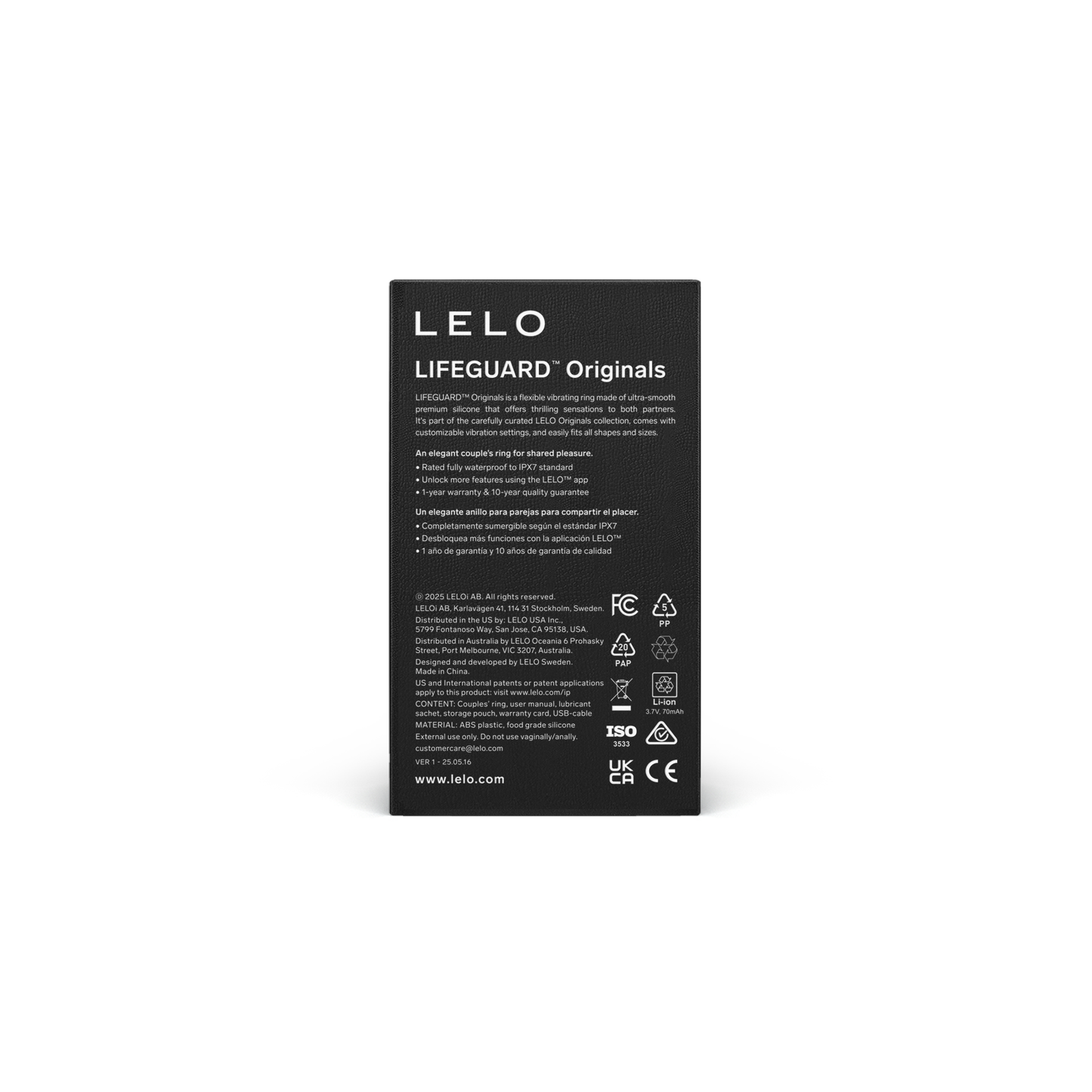 Lelo Anel Peniano Lifeguard Originals - 2 anos de garantia